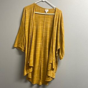 LuLaRoe Womens Knit Cardigan - mustard with white slub - size Large